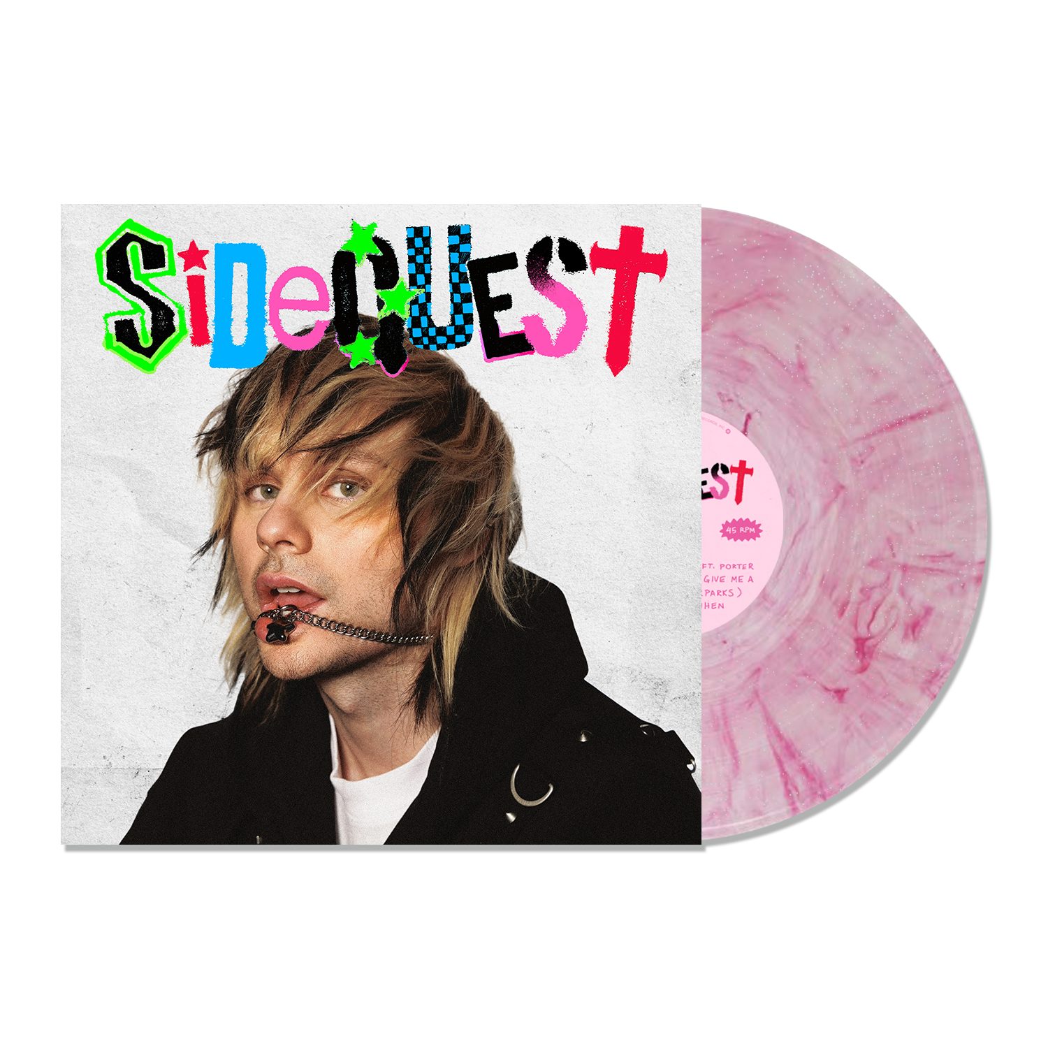 Sidequest Pink Marble Silver Glitter Autographed Vinyl (Webstore Exclusive)